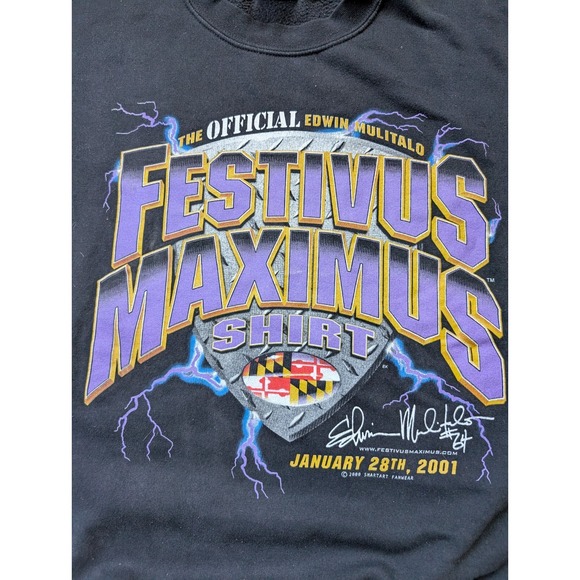 Vintage Festivus Maximus Sweatshirt Mens Large Edwin Mulitalo Baltimore Ravens - Picture 2 of 7